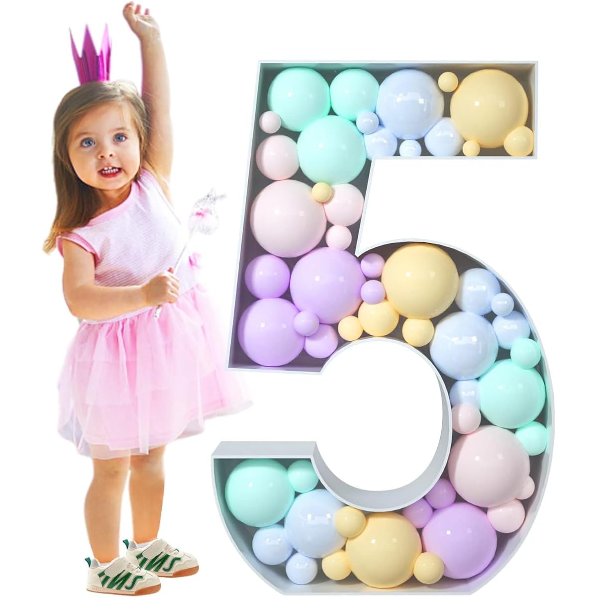 imprsv 3ft Mosaic Numbers for Balloons, Balloon Mosaic Number Frame, Marquee Number 5, 15th, 25th, 50th Birthday Decorations, 50th Wedding Anniversary Decorations, Large Cardboard Numbers, Number 5 Balloons