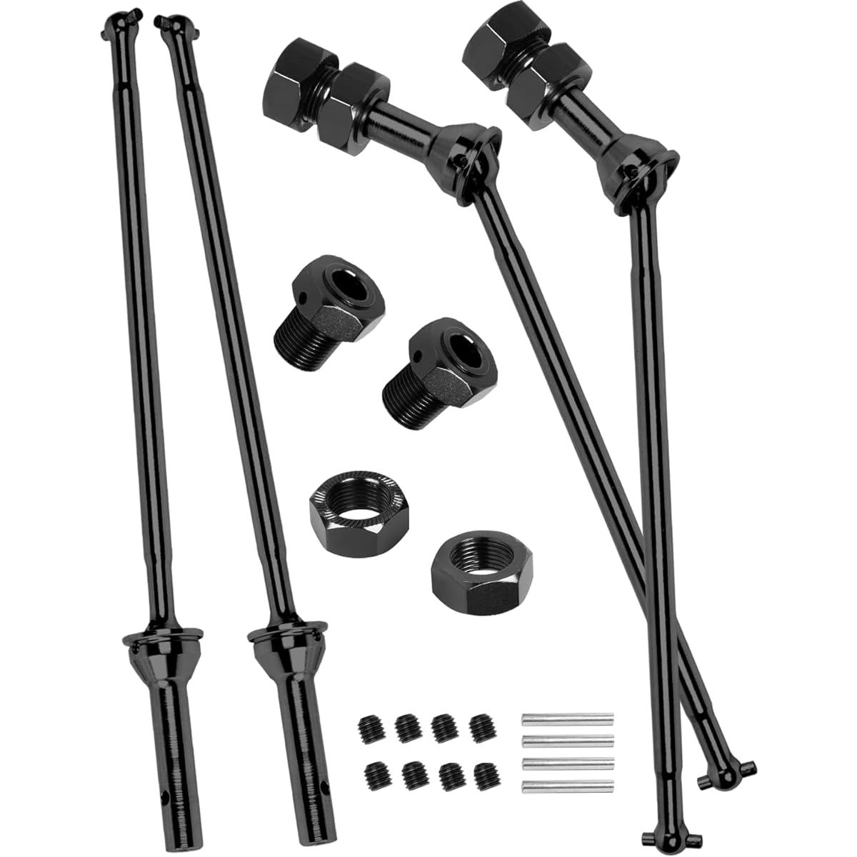 RCHuiWow RC Drive Shaft Axle CVD Upgrade Parts for 1/8 Arrma Kraton 6S BLX Outcast 6S BLX Notorious 6S BLX Hardened Steel #45 Wide Front Rear Drive Shaft 4 Pieces with Wheel Hex Hub Black