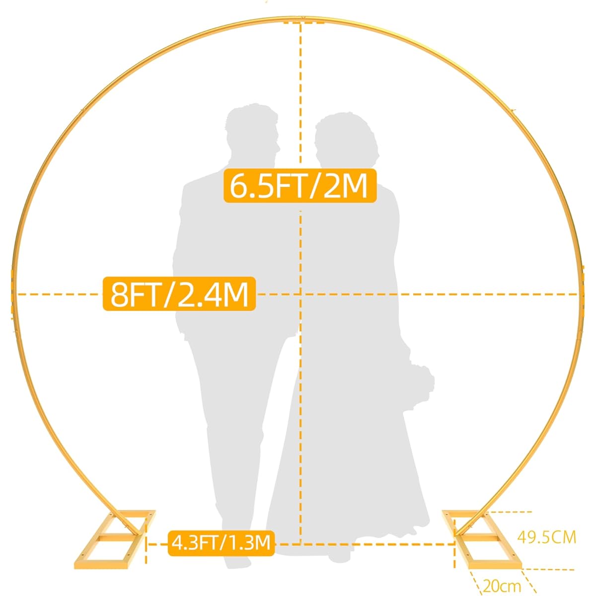 EMART Wedding Arch, Circle Arch, Balloon Arch Stand, Garden Arch, Width 240 x Height 200cm, Wedding Arch Background Stand, Made of Iron, Easy to Assemble, Great for Weddings, Commemorative Photos, Birthdays, DIY Decorations, etc. (Gold) 2024