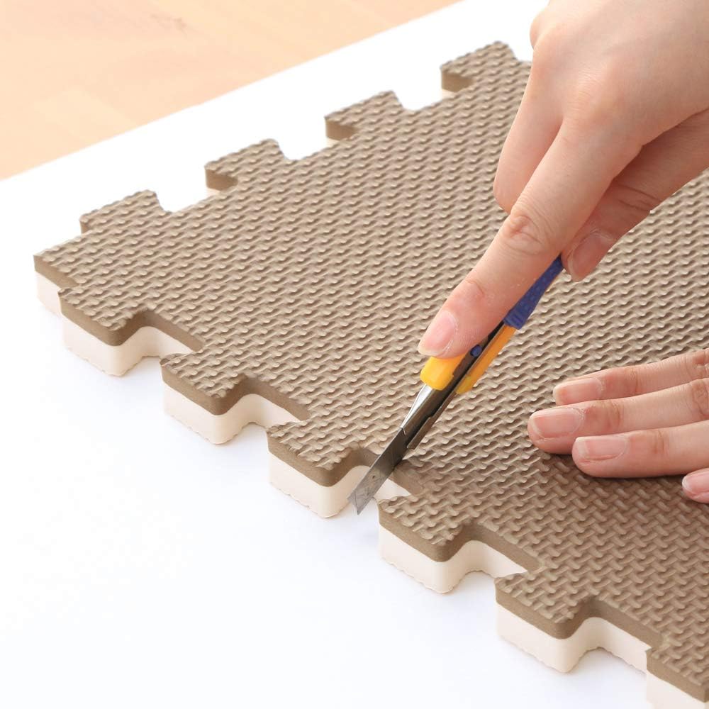 Iris Ohyama Joint Mat, Extra Thick 1.8 cm, 60 x 60 cm, Set of 16, Non-Formaldehyde, Washable, Mocha Brown/Beige JMRN-616