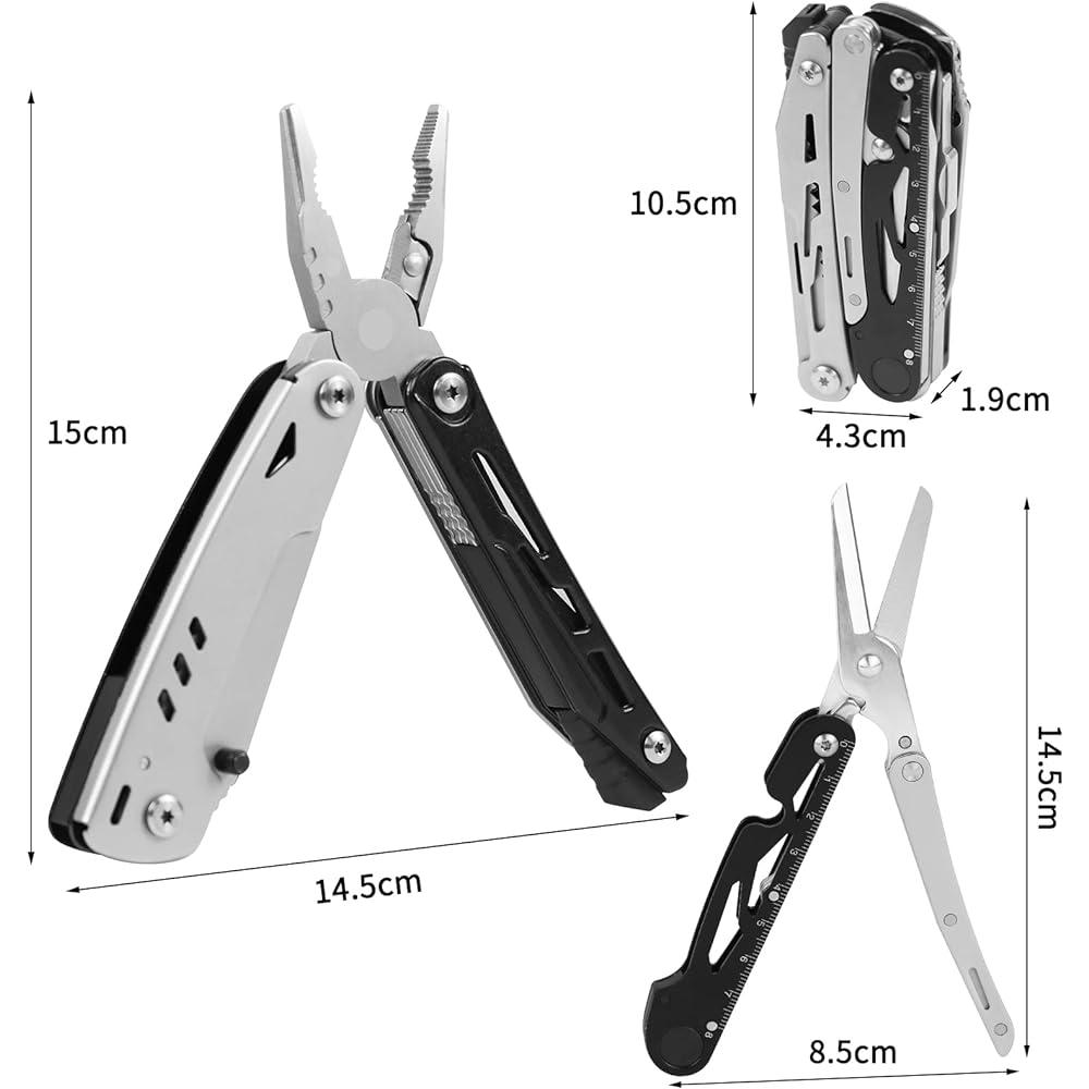 Multi-functional pliers, multi-tool, 19in1 folding pen, pliers mini multi-functional pliers, stainless steel, folding knife, scissors, can opener, wood saw, camping, outdoor, fishing, mountain climbing, outdoor saber, disaster prevention equipment, stora