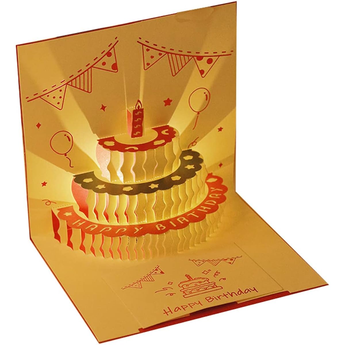 LOVWORID 3D Pop Up Music Birthday Gift Cards Warm LED Light Birthday Cake Birthday Cards for Men & Women Birthday Cards for Mom & Dad Happy Birthday Cards for Sister & Brother (3 13 x 16)