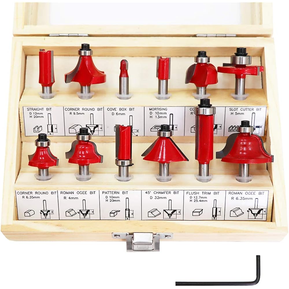 stax tools trimmer work bit 6mm 12 pieces (single item) professionally selected carbide blade woodworking DIY trimmer bit router bit set