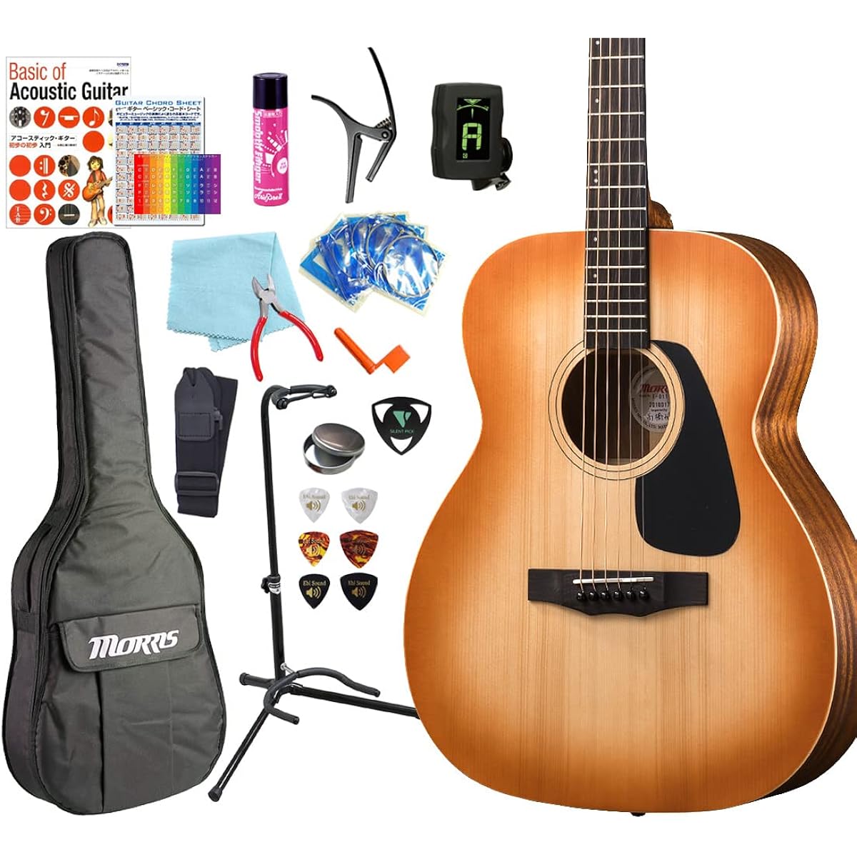 MORRIS Beginner Introductory High Grade 17 Piece Set MORRIS F-011 Acoustic Guitar HS [98765] [Safe to ship after inspection]