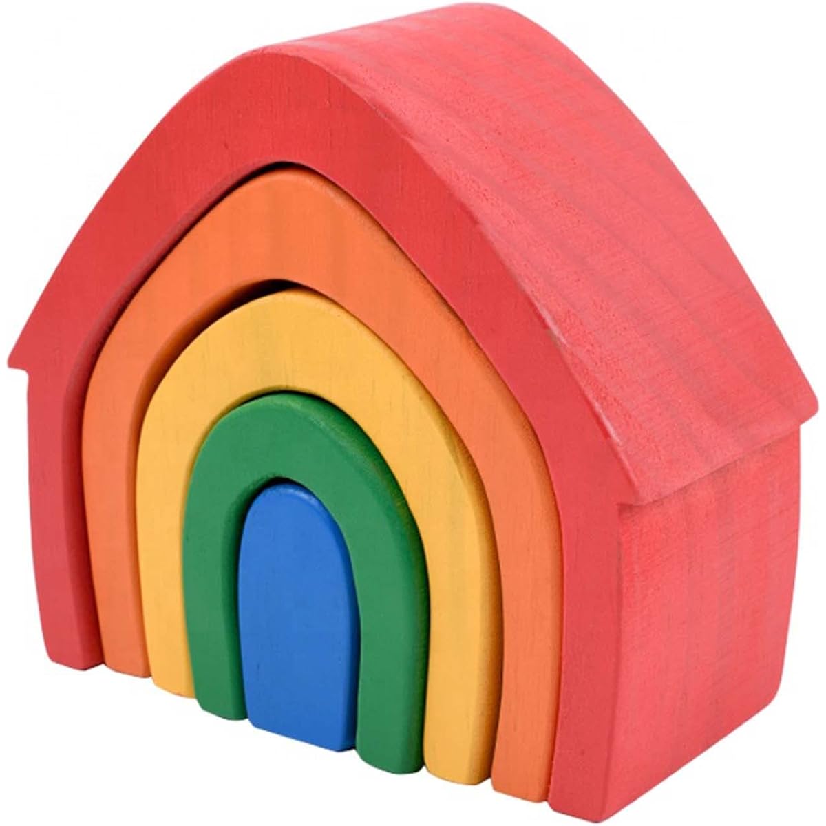 Curious Melodies Wooden Toy Nesting Rainbow Stacking Blocks - House | Nature Toy Block Set