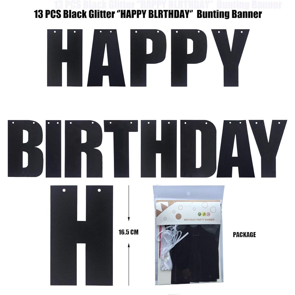 Black Happy Birthday Letter Banner Birthday Decorations Party Decorations Celebration Supplies