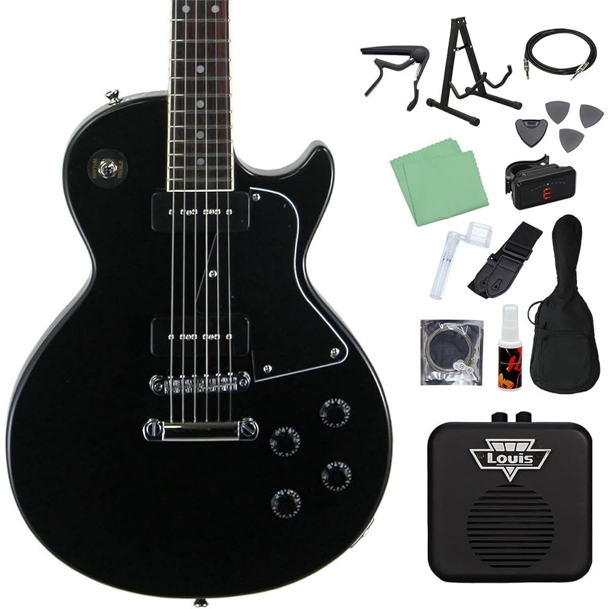 Blitz by AriaProII BLP-SPL BK Electric Guitar Beginner 14-piece Set [With Mini Amp] Les Paul Special Black Blitz