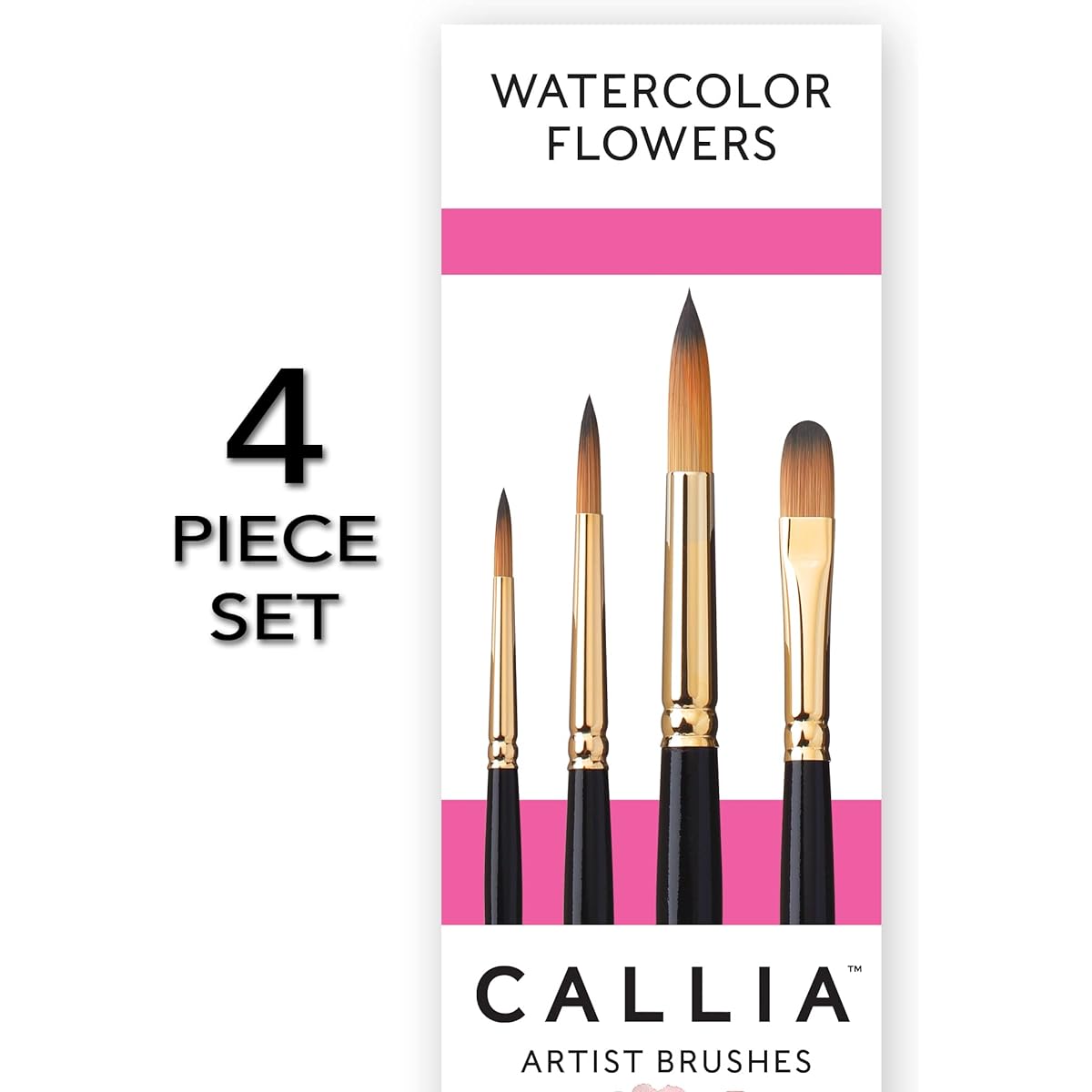 Willow Wolfe Callia Artist Brushes Watercolor Flower Set - Includes 2 round brushes, 6 round brushes, 12 round brushes, and 8 filberts