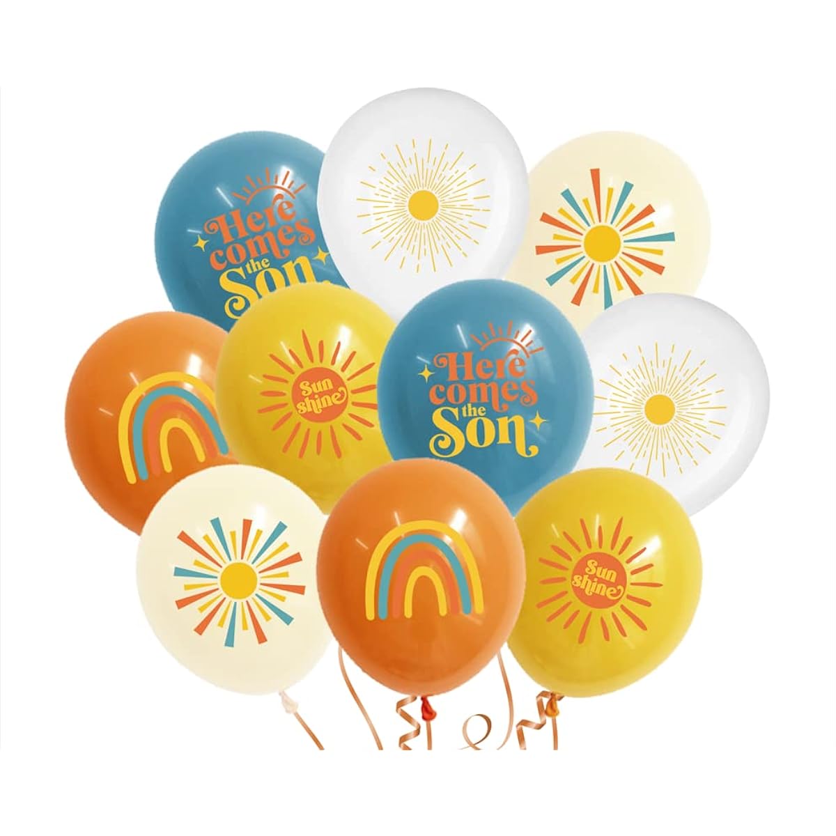 Here Comes The Son Balloon Decorations, Latex Sun Theme 1st Birthday Balloons for Boy/Girl/Baby Shower, 35pcs
