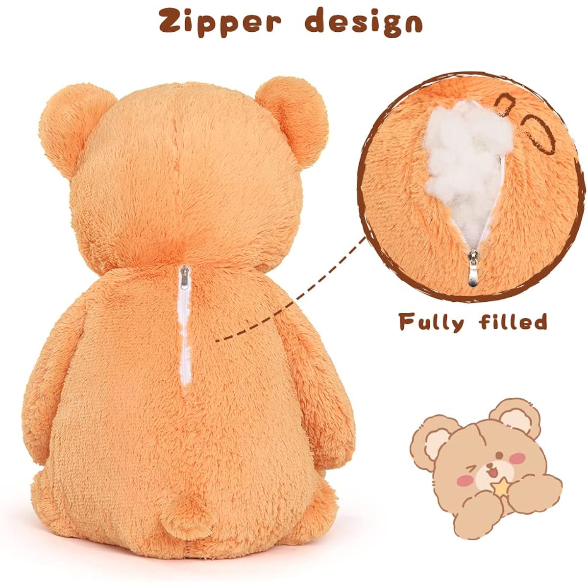 Tezituor Big Teddy Bear Plush Toy 39 Inch Soft Brown Stuffed Animal Huge Love Plush Toy for Girlfriend Girls Kids