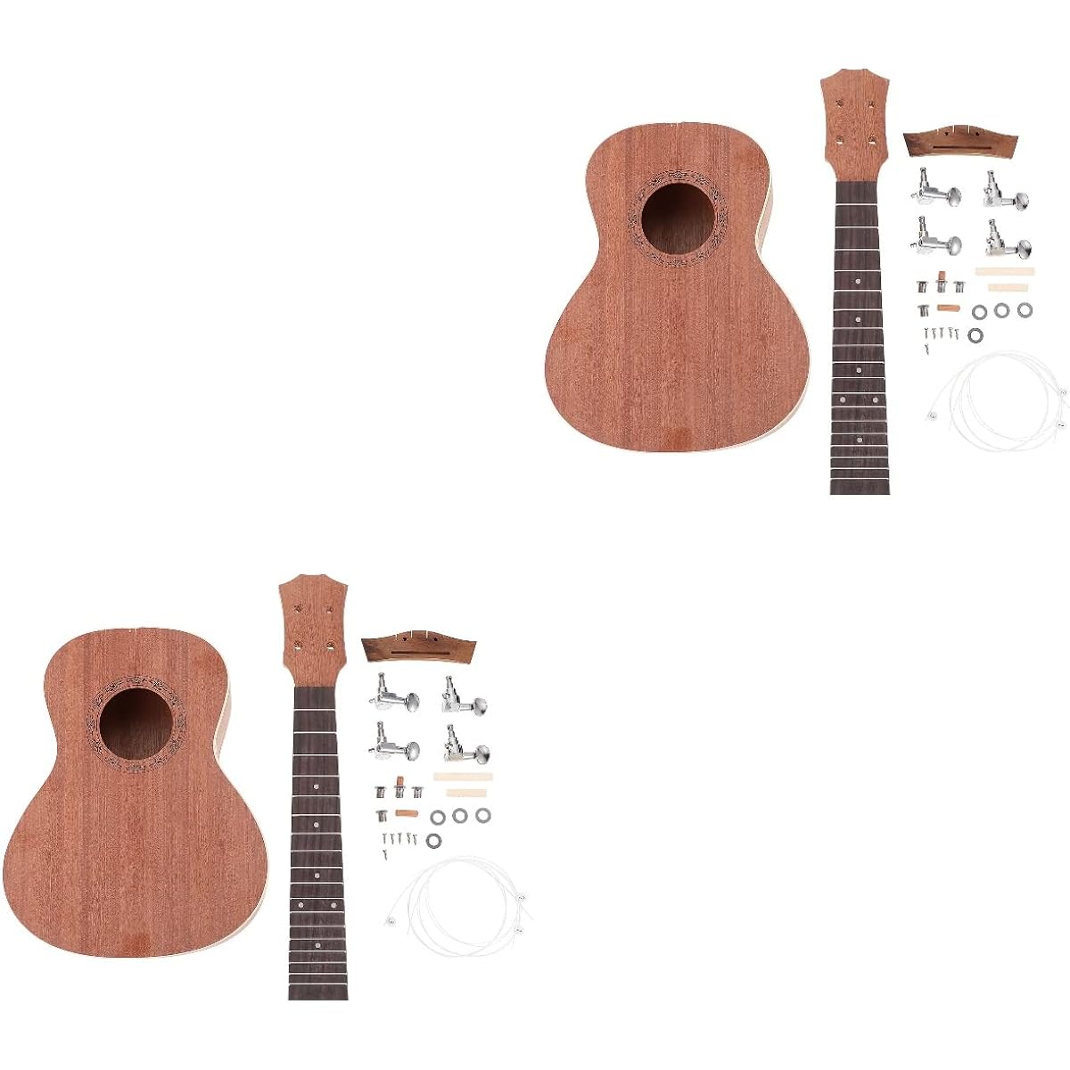 Vaguelly 2 Sets UKE DIY Kit Make Your Own Ukulele Set Paintable Ukulele Playstencil Handmade Musical Instrument Material Accessories