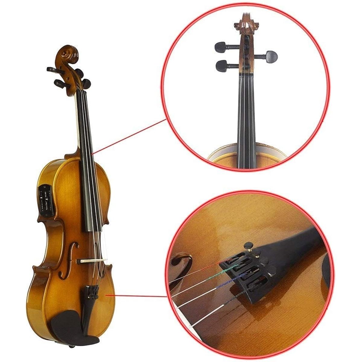 Violin 4/4 Full Size Acoustic EQ Electric Violin Fiddle Kit Sunset