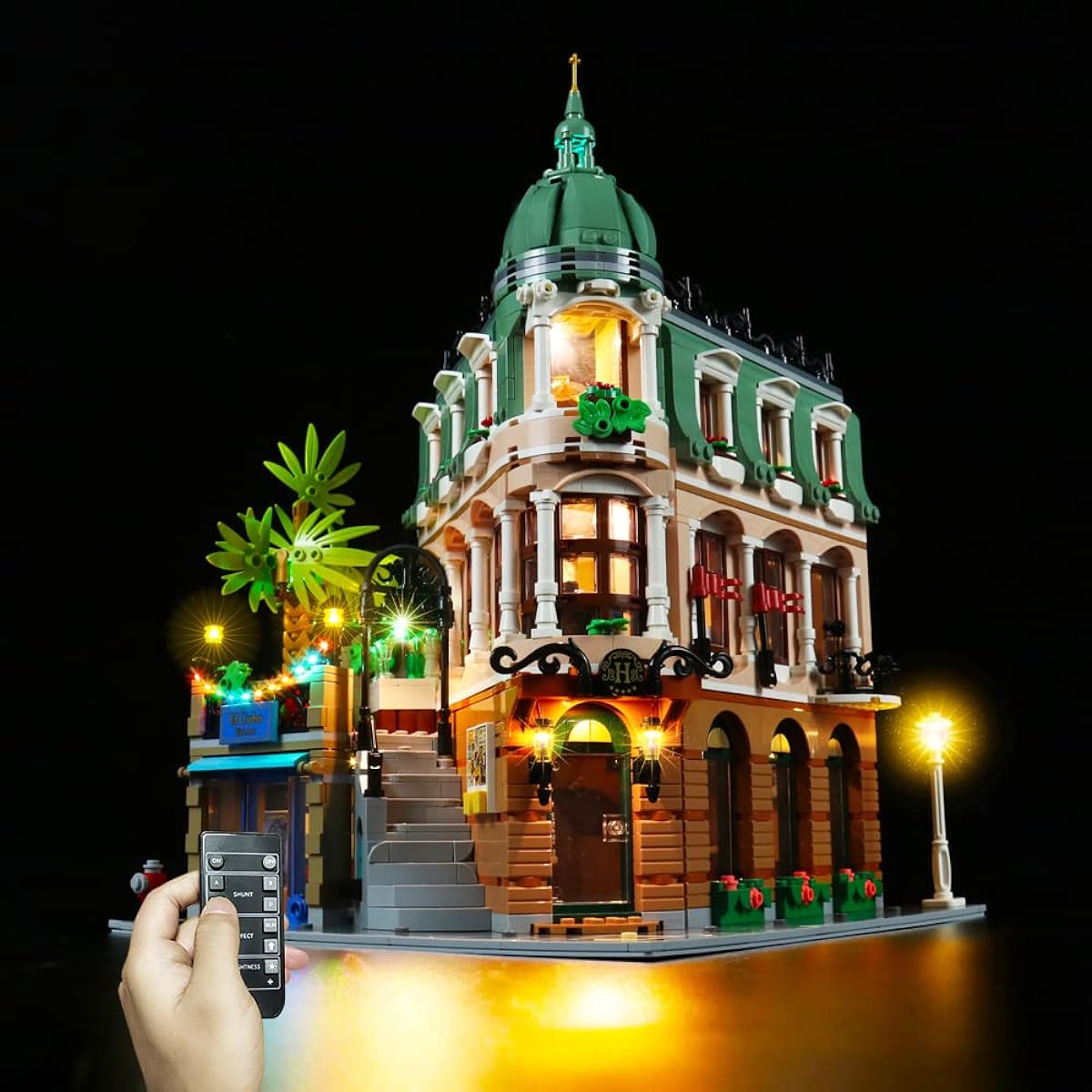 VONADO LED Light Kit for Lego Boutique Hotel 10297 Building Set, Building Lighting Kit Compatible with Lego 10297 Building Set Bricks, Creative DIY Light Kit (Remote Control Version)