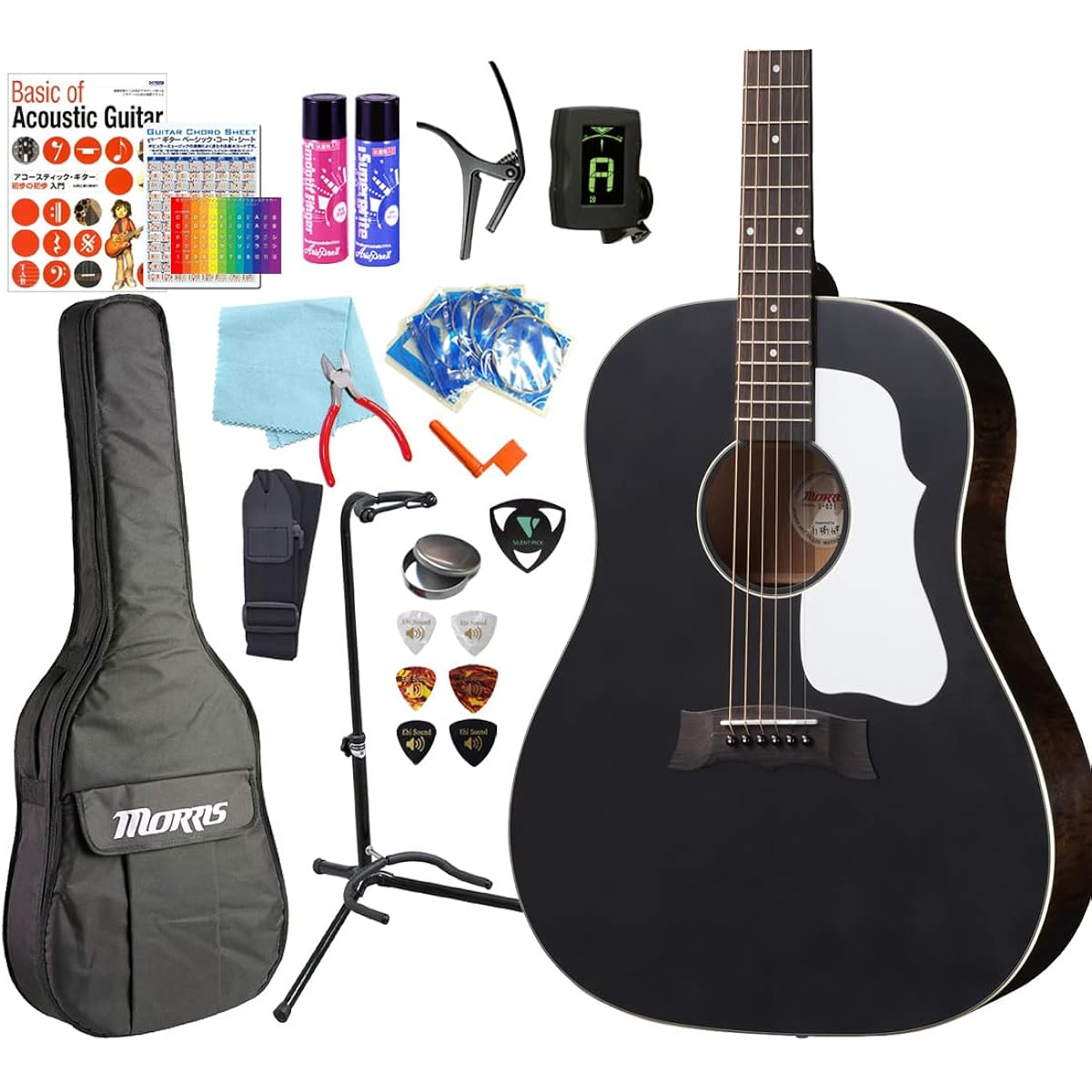 Morris Acoustic Guitar MORRIS G-021 Beginner High Grade 18-piece Set Acoustic Guitar SBK [98765] [Safe to ship after inspection]