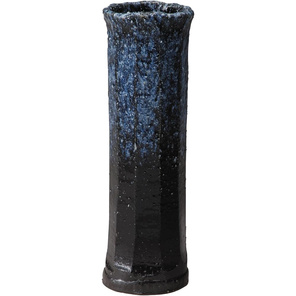 Shigaraki ware vase, blue vidro rough clay vase, width 20 x depth 16 x height 31 cm 512-08