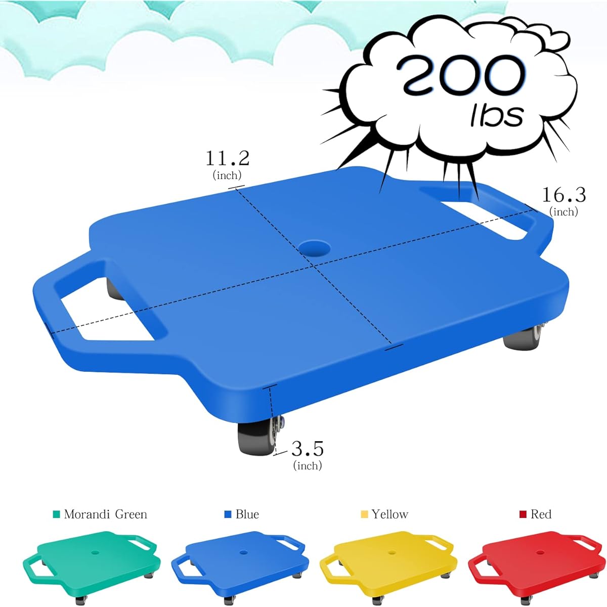 4 Pack Sport Scooter Board with Handles Floor Scooter Sit On Scooter Board for Kids Sports Activities Ages 6+