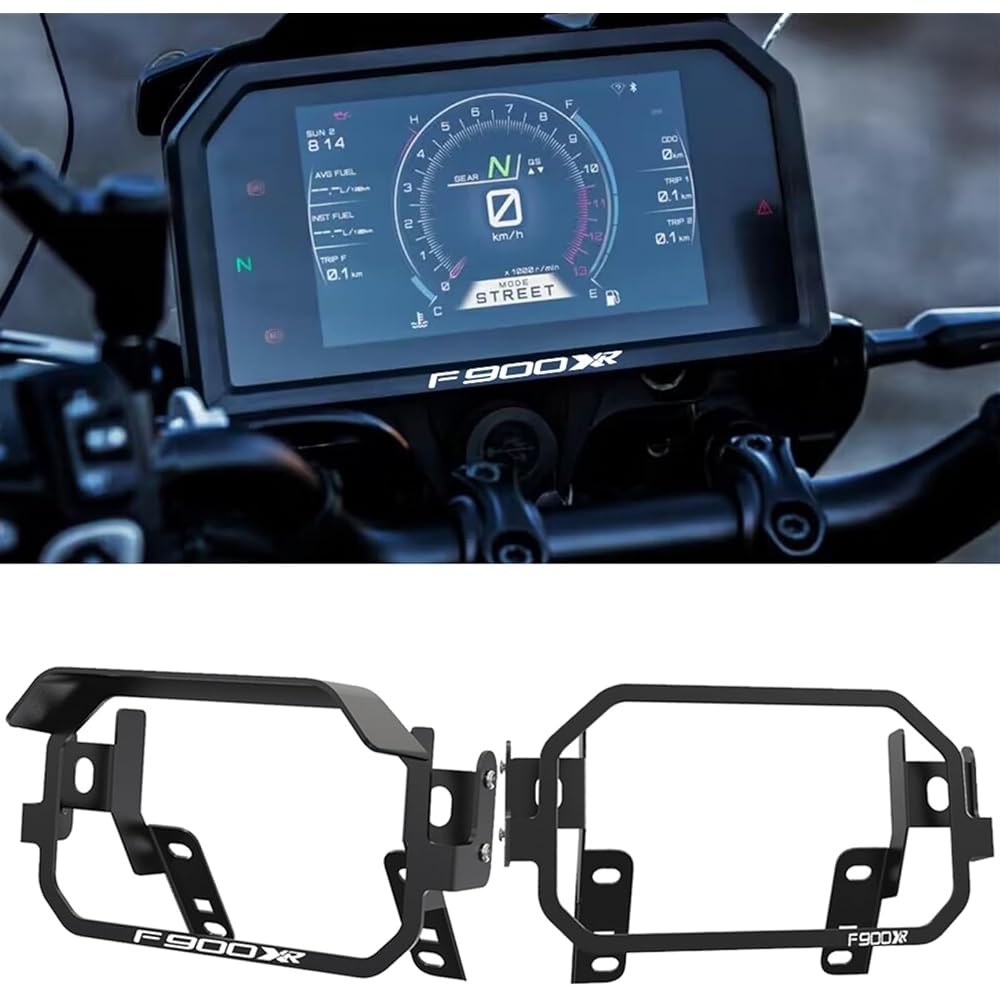 Sag For BMW F900XR 2020 2021 2022 2023 2024 Motorcycle TFT Anti-Theft Guard Instrument Hat Sun Visor F900 F 900 XR 900XR CNC Sun Visor Instrument Cap (Size : B with logo)