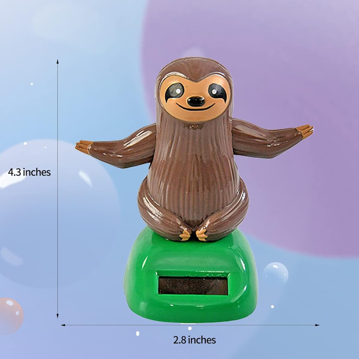 Sloth Solar Dancing Figure Solar Power Shaking Hand Doll Toy Car Dashboard Decor Desk or Window Decor (A-Brown)
