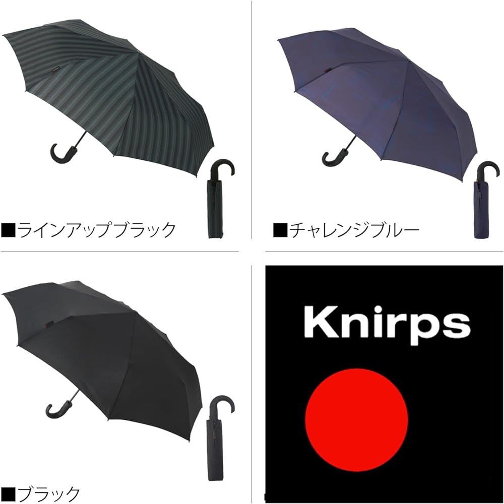 [Knirps] T280 Medium Duomatic Safety Crook Handle Black Folding Umbrella KNT280-1000
