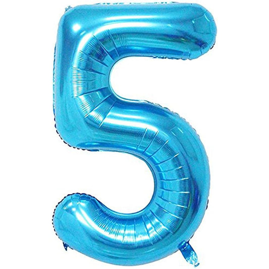 (Number 5) - Blue Number 5 Balloon, 40"