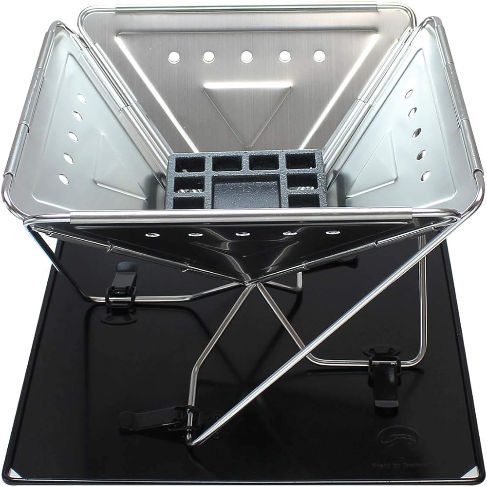 Field to Summit Bonfire M OFBBFM Bonfire Grill Portable 3 Level Height Adjustment Stainless Steel BBQ Camping Stove Folding Carry Bag Included Bonfire Compact Easy Bonfire Storage Bag Storage Case Fire Grill