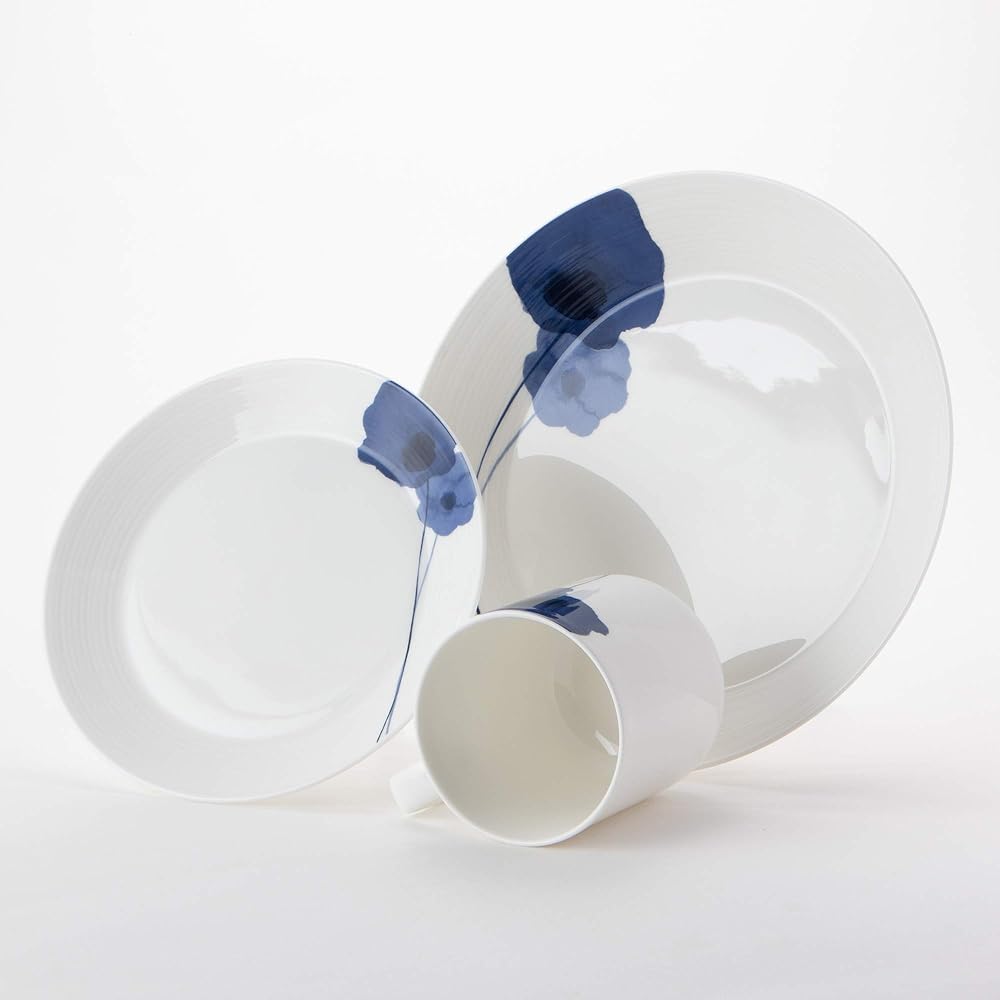 NARUMI Dinnerware Set, Spring Field, Blue Anemone, Set for 2, 6 Pieces, Microwave Warming, Dishwasher Safe, Made in Japan, Gift Box Included 52188-23246