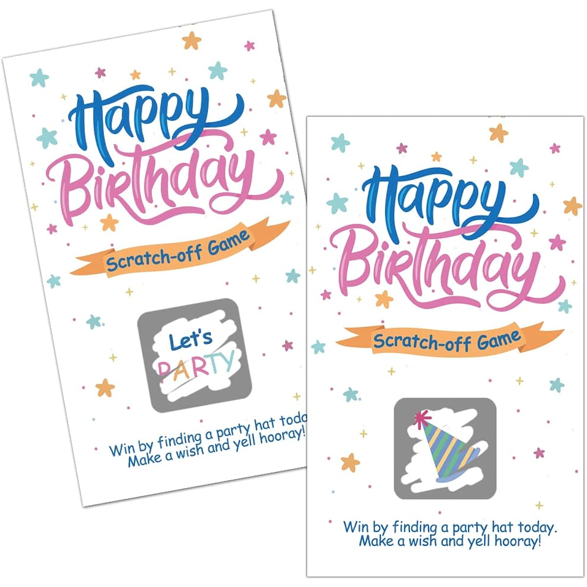 Haizct 50 Pack Adult Happy Birthday Party Game Scratch Off Cards for Christmas Birthday Holiday Special Event Raffle Tickets Drawing