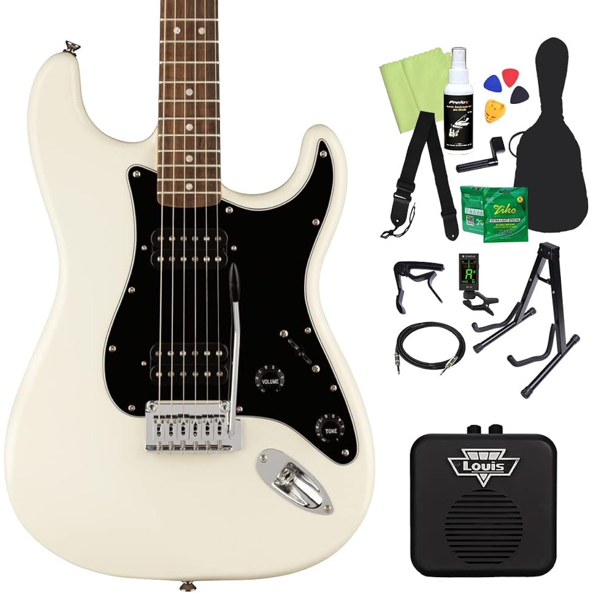 Squier by Fender Affinity Series Stratocaster HH Laurel Fingerboard Black Pickguard Electric Guitar Beginner 14-piece Set [With Mini Amp] OLW Stratocaster Squier/Squier