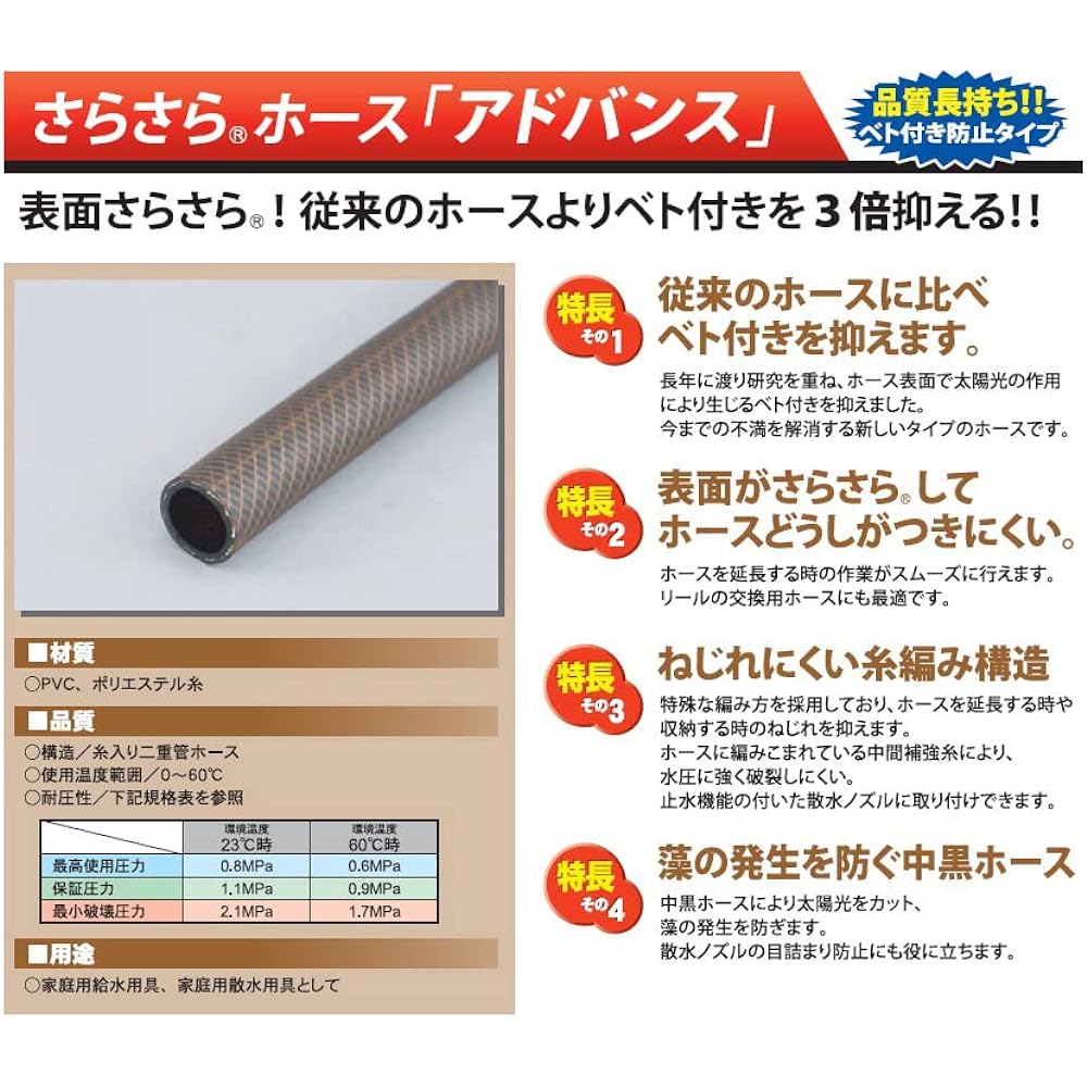 Sanyo Chemical Smooth Hose Advance 50m Brown NBA-1520H 50BR