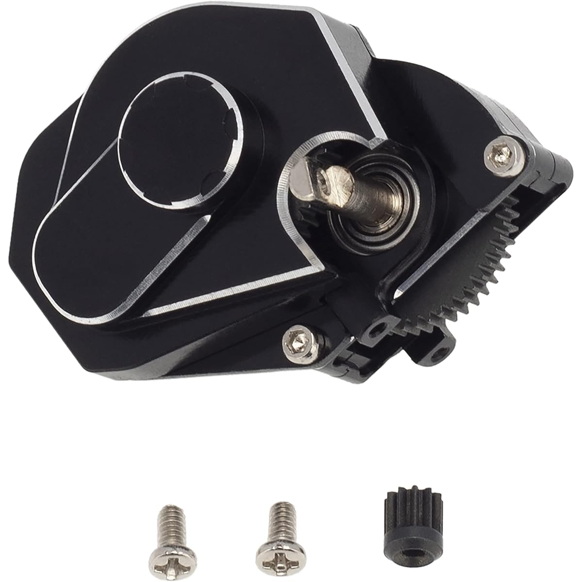 DKKY 1/24 RC Crawler Aluminum Gearbox Assembly Axial SCX24 Deadbolt for 90081 C10 Wrangler (Black)