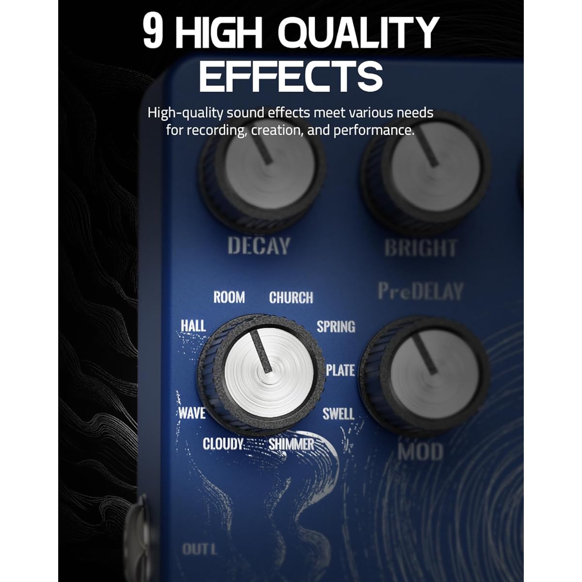 ALABS Digital Reverb 9 Mode Guitar Pedal Effector Digital Reverb Effects Pedal (CETUS)