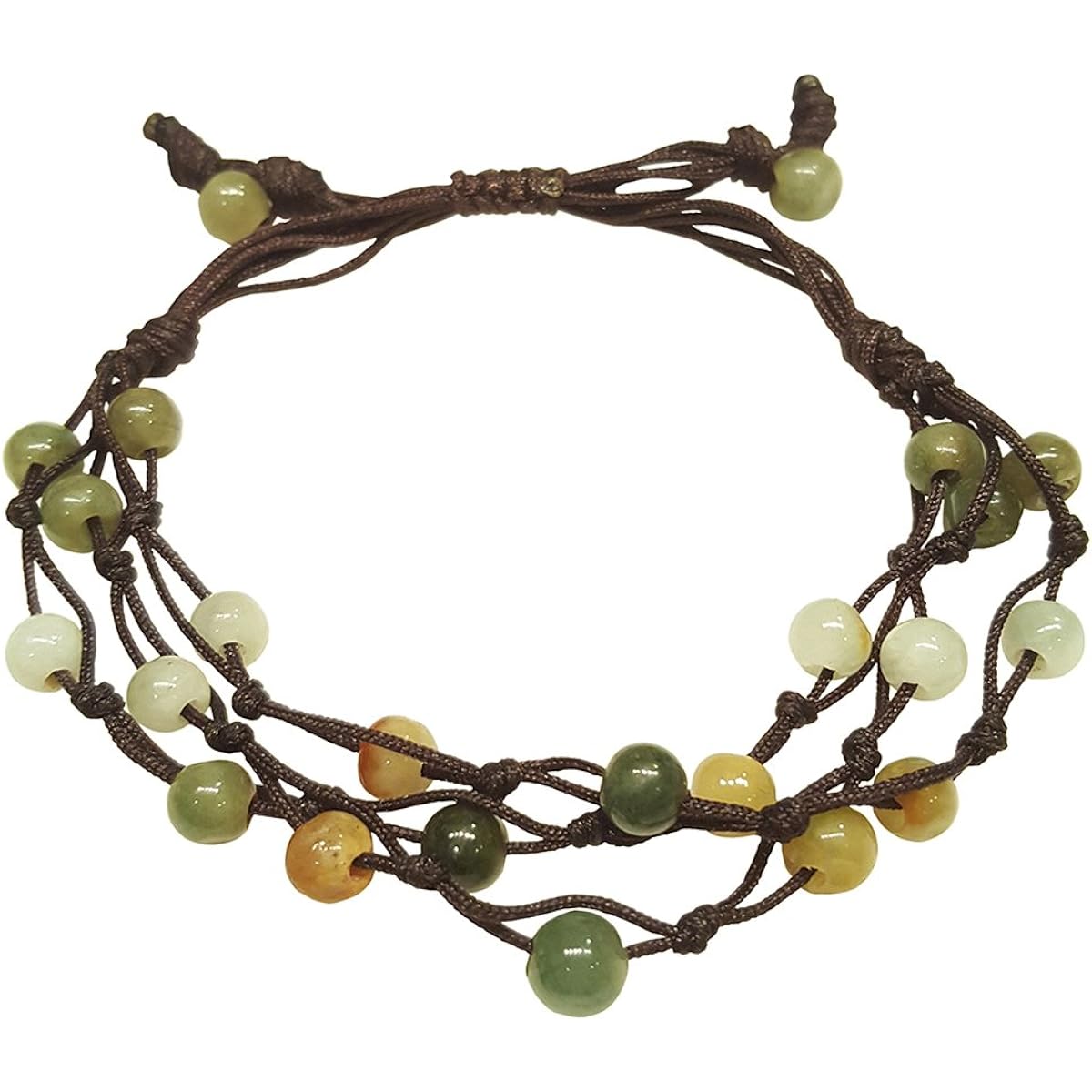 Infinity Small Jade Bead Bracelets with Adjustable String Net Woven Feng Shui Protection for Men Women Bracelet-BC02