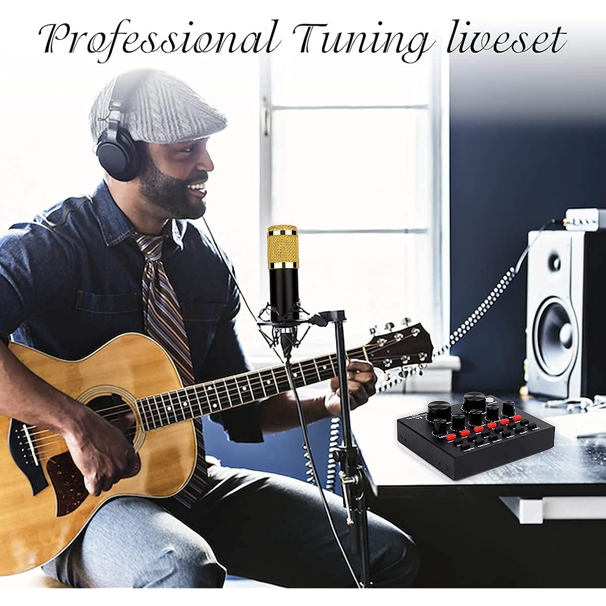 Professional sound card, microphone kit, for living room show, USB microphone reverb set, condenser microphone set for network shouting, personal recording vocal microphone
