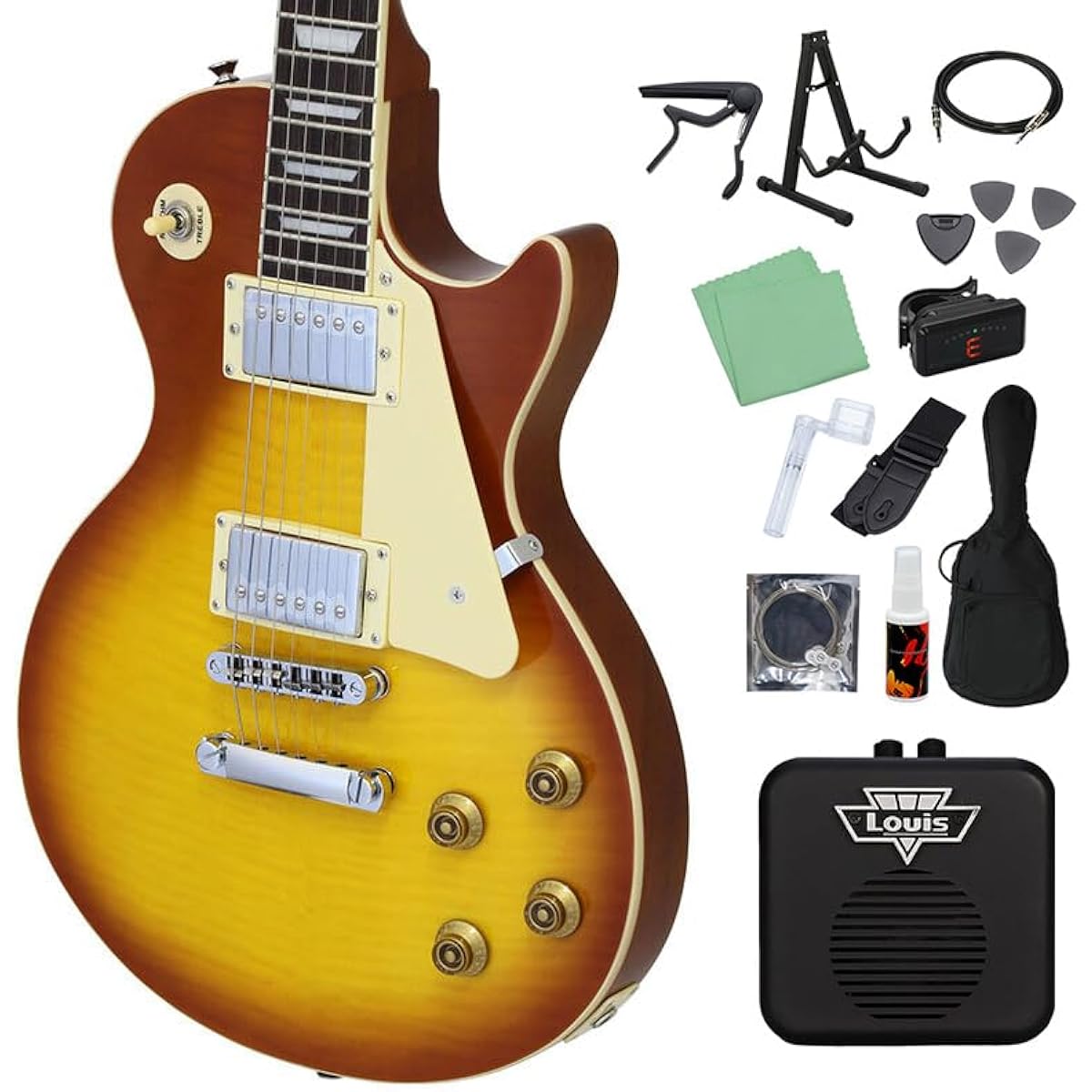 Blitz by AriaProII BLP-450 HB Electric Guitar Beginner 14-piece Set [with Mini Amp] Les Paul Standard Honey Burst Blitz