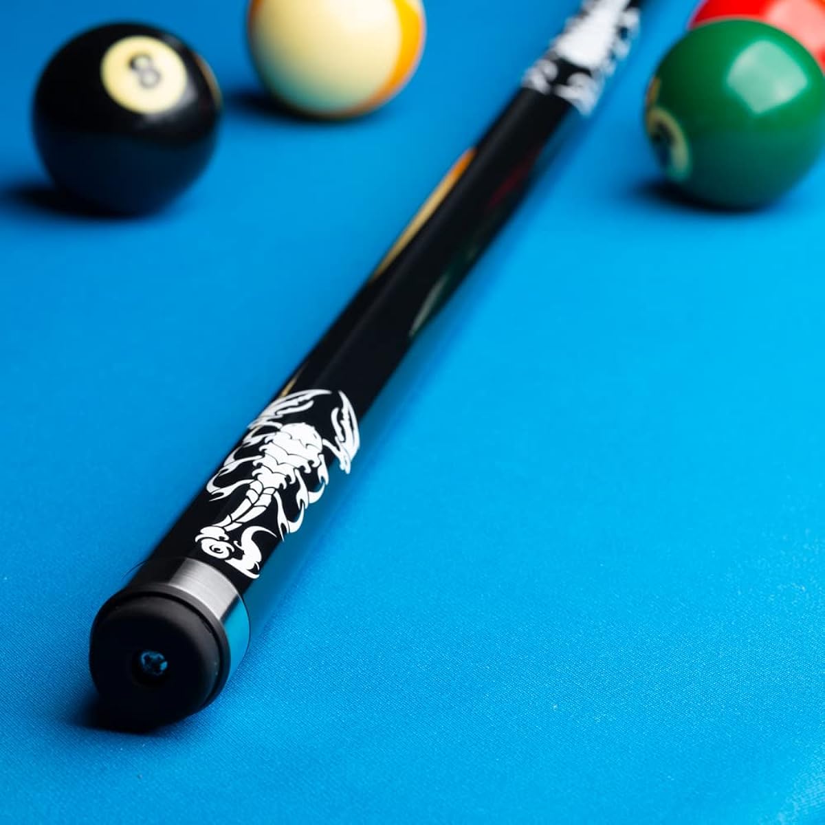 Scorpion Cues Black Background White and Silver Cue Weight: 20 oz.