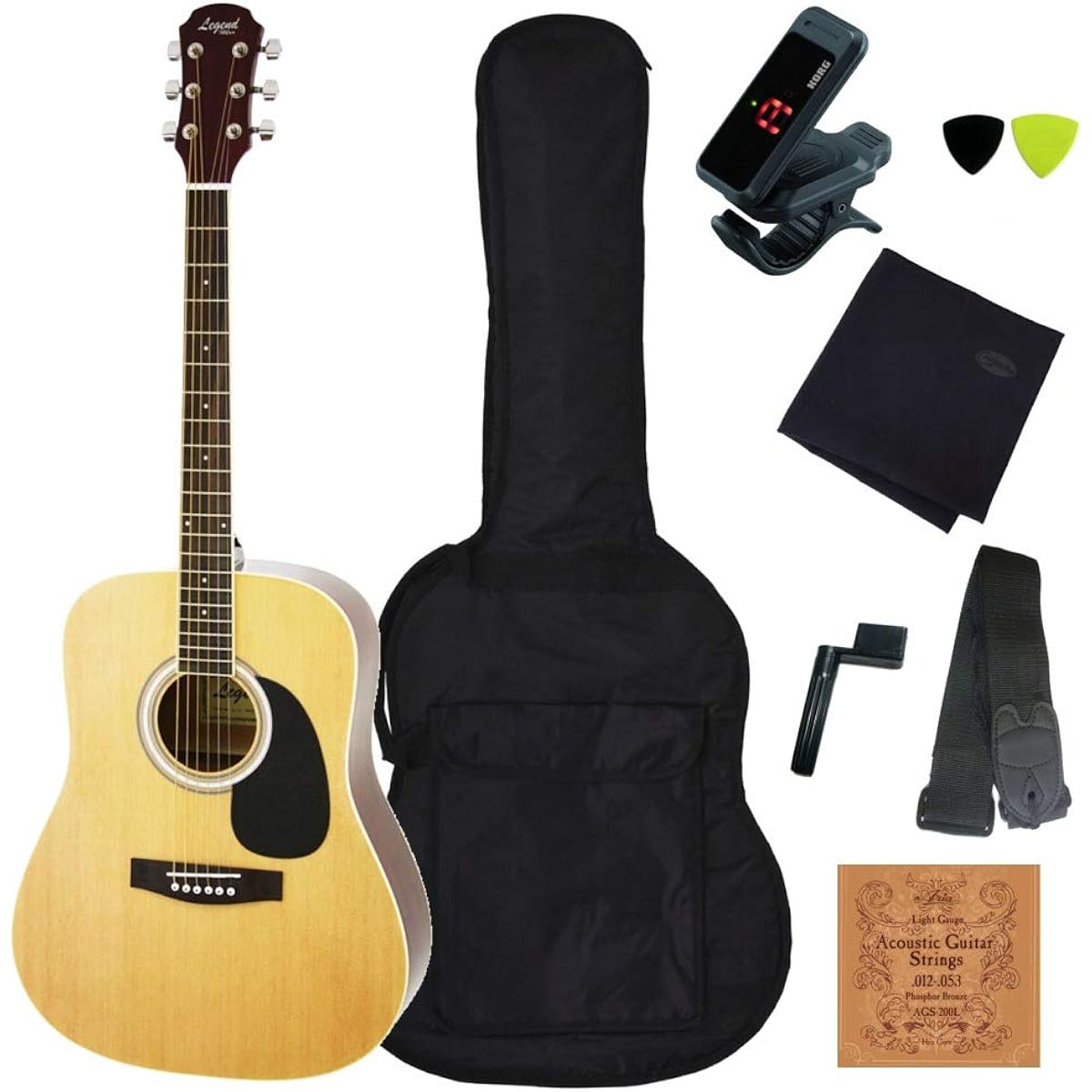 [Standard Acoustic Guitar 8-piece Set] Legend WG-15 Legend by Aria ProII Acoustic Guitar/Dreadnought Type Beginner Introductory Set/N