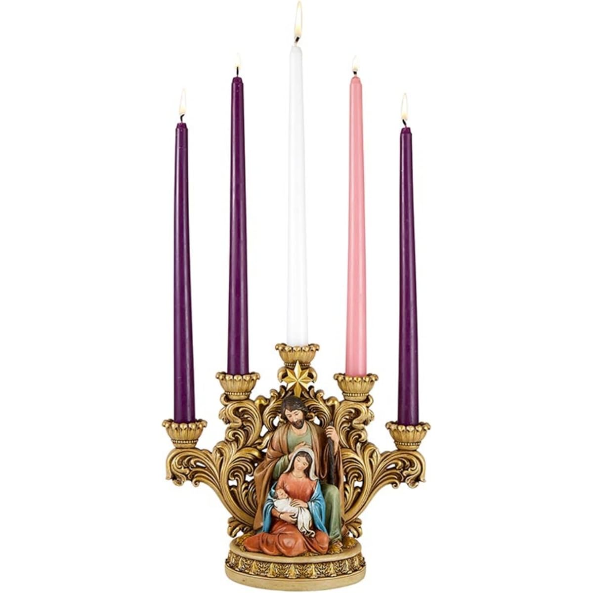 Nativity Star Coming Candle Holder Holy Family Christmas Decor 10.25"