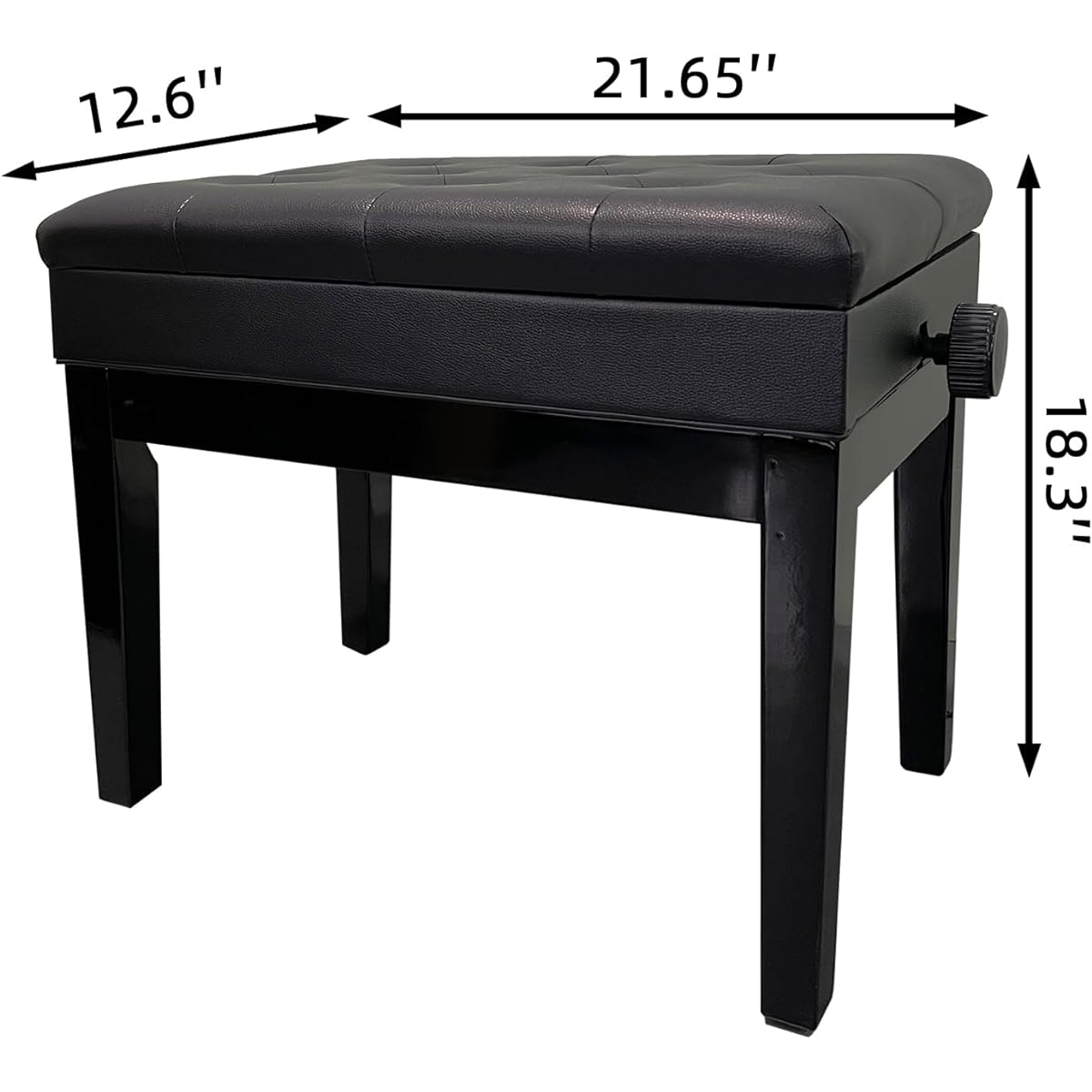 MICHYUGM Adjustable Piano Bench with Padded Cushion and Storage Compartment - Comfortable Seat, Adjustable Height, Hidden Storage, Durable Construction, Black, Weight Capacity: 300 lbs