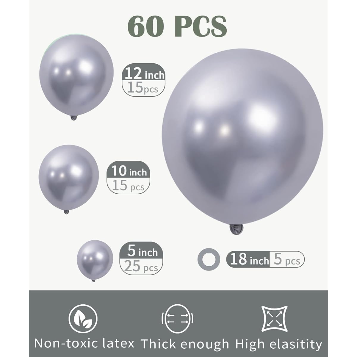 Styirl Silver Party Latex Balloons - 60pcs 5/10/12/18inch Birthday Party Balloons Halloween/Christmas/Graduation Decorations Yellow Sphere Balloons for Mickey Theme Party/American Flag Party