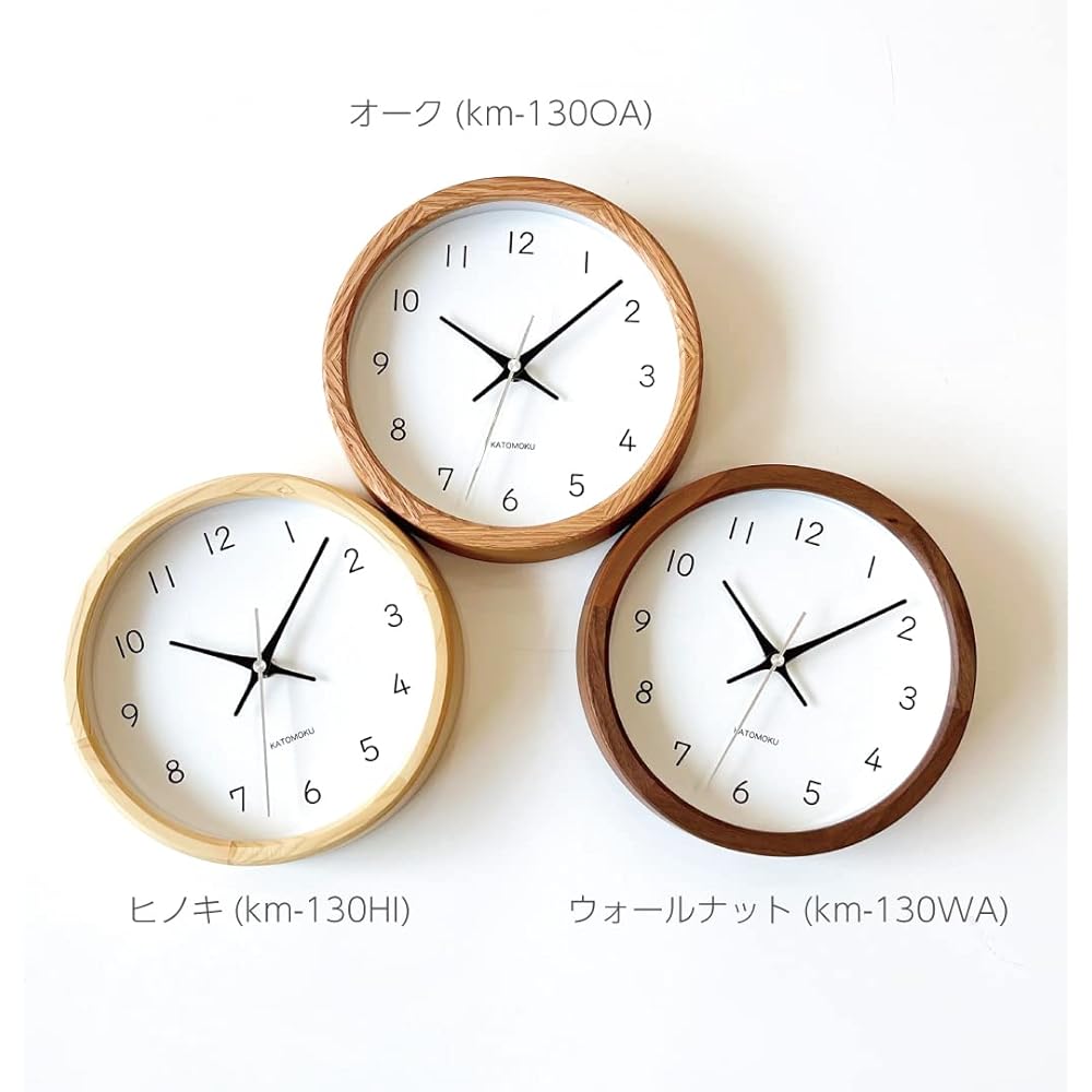 KATOMOKU Muku Clock 13 Hinoki Radio Clock Continuous Second Hand km-130HI φ220mm (Radio Clock)