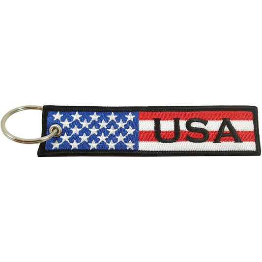 American flag keychain, 100% embroidered.
