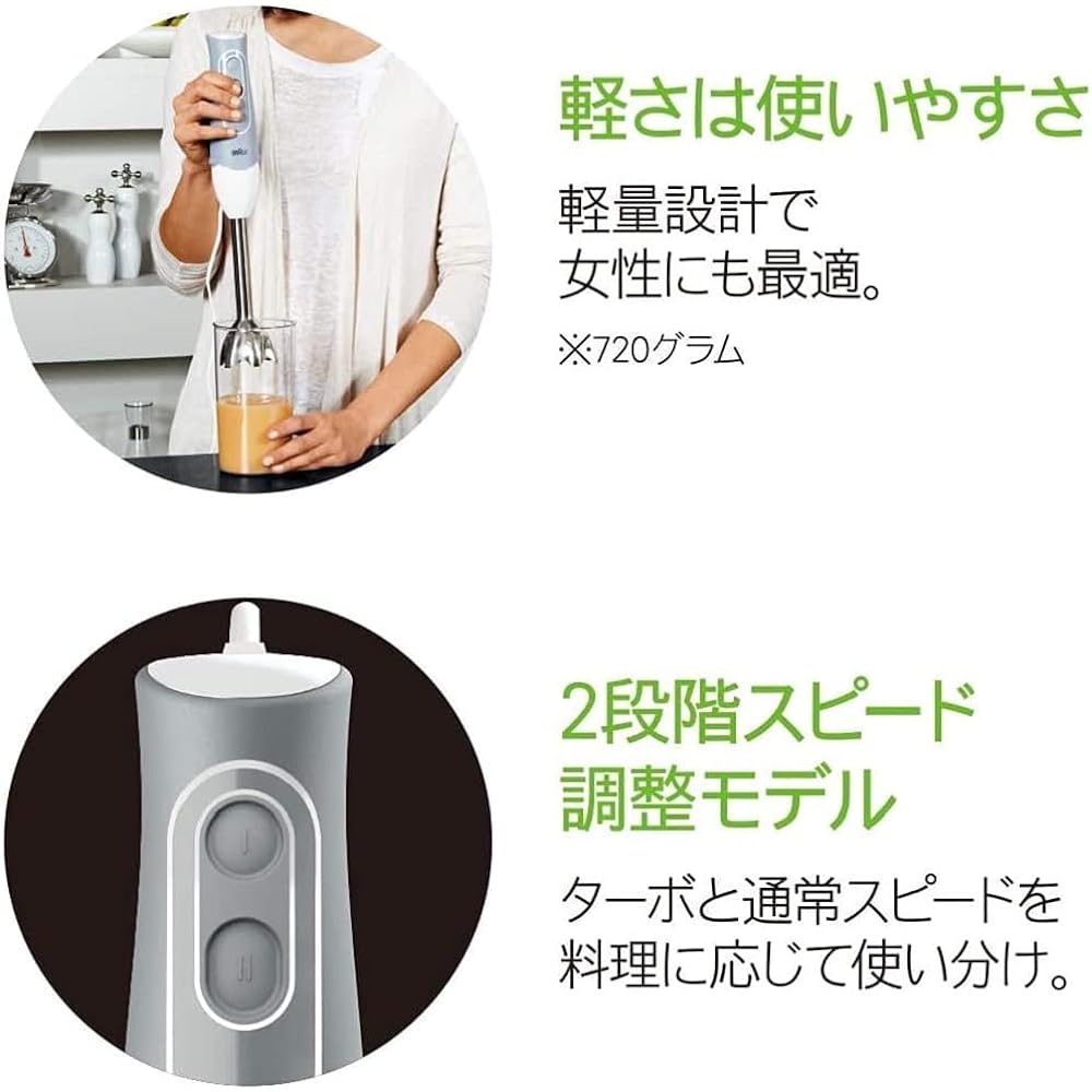 Braun Household Multi-Quick 5 Hand Blender 4-in-1 [Crush, Mix, Chop, Whip] Compatible with Baby Food MQ535GY White/Gray