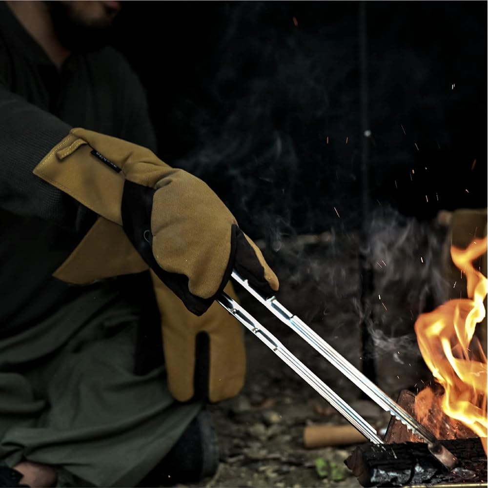 [Discontinued] asobito Bonfire Trigger Mittens Various Colors Flame Retardant Water Repellent 100% Natural Materials Heat Resistant Gloves Cowhide Bushcraft Camping Outdoor [45 Degree Micro Burner Method Cleared]
