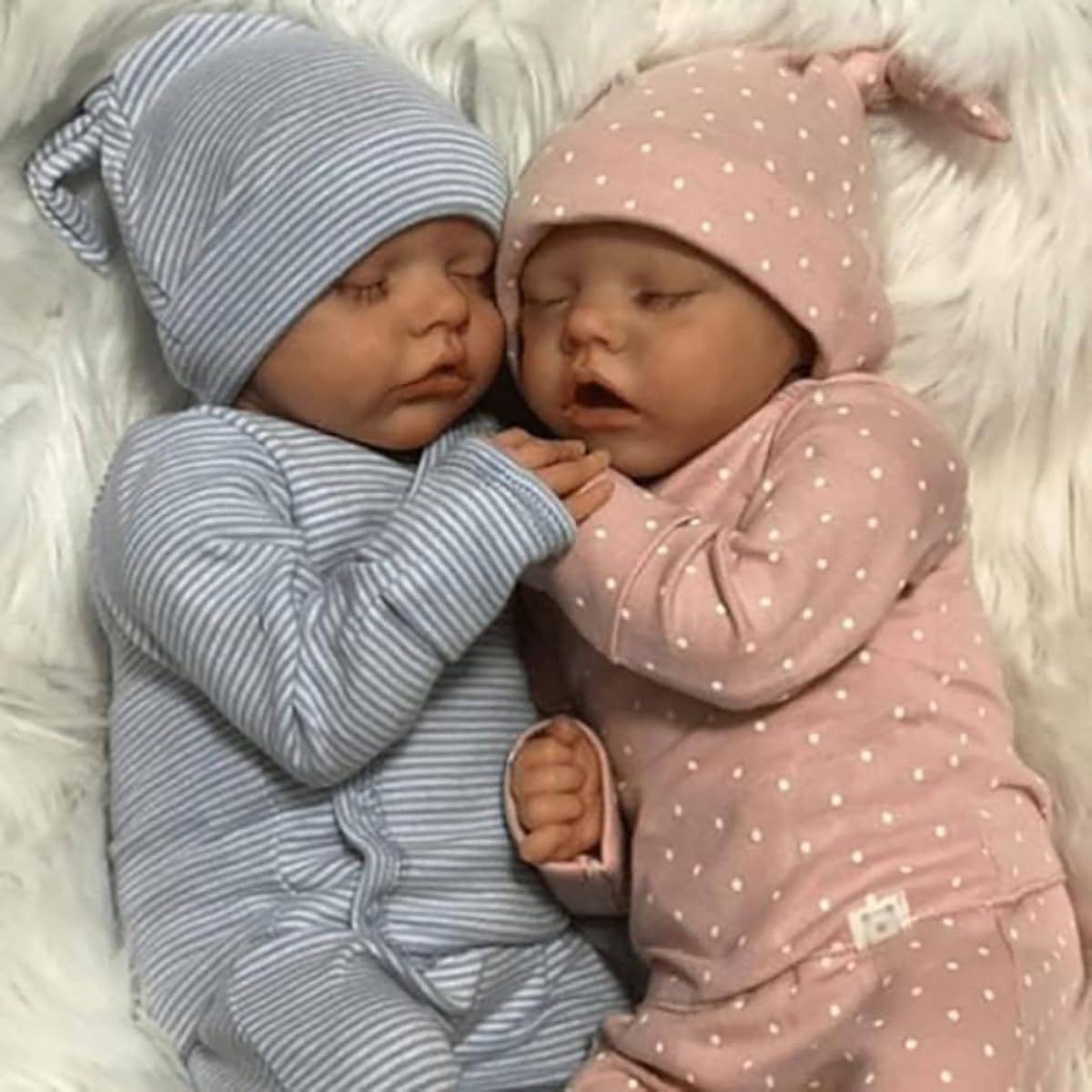 LONIAN 45cm Full Body Silicone Vinyl Real Touch Baby Lifelike Reborn Dolls Lifelike Newborn Baby Doll Toys Christmas Gift (Twins)