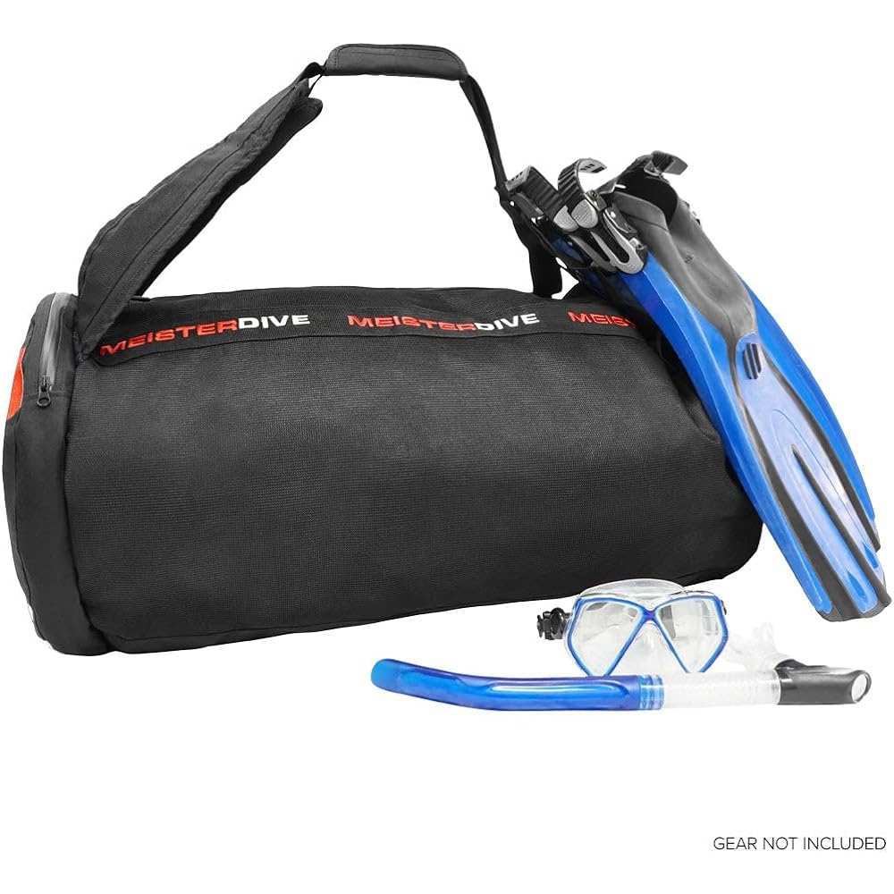 Genuine Meister Mesh Duffle Back Dive Bag with Dry Pocket for Scuba Snorkeling