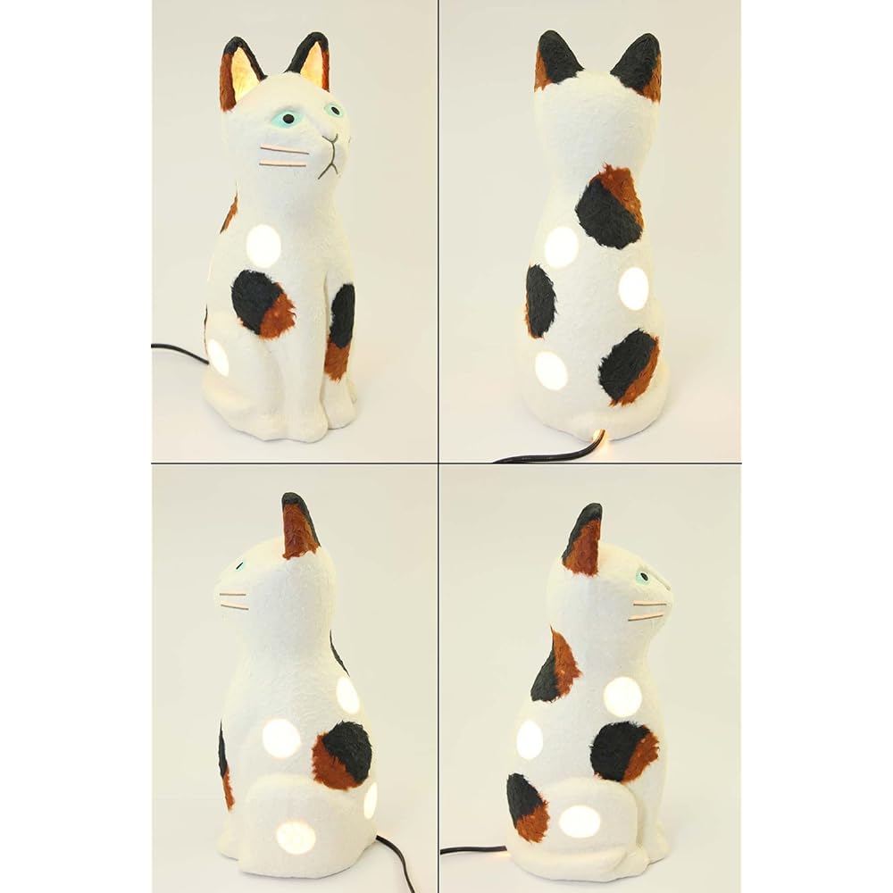 Hidamari Nora Shade Lamp Large Akane Calico Cat Japanese Paper Handmade 100V25W