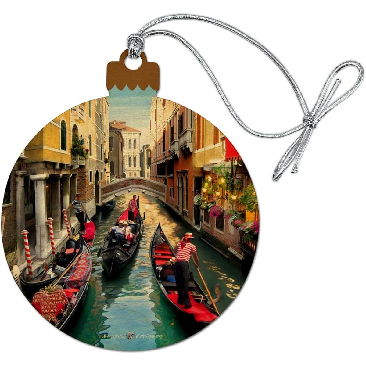 Venice Italy Gondola Canal Wooden Christmas Tree Holiday Ornament