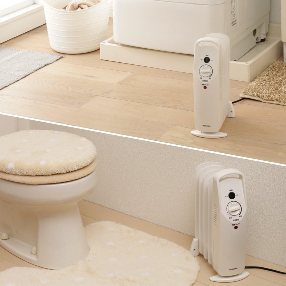 Iris Ohyama Heater Oil Heater 3.3 tatami Wave Type 500W Small Compact Temperature Adjustable Tipping Off Function Mechanical Feet Energy Saving Heating POH-505K-W White