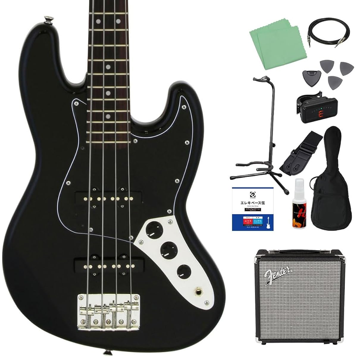 LEGEND LJB-MINI Black Bass Beginner 12-piece Set [Fender Amplifier Included] Mini Size Legend