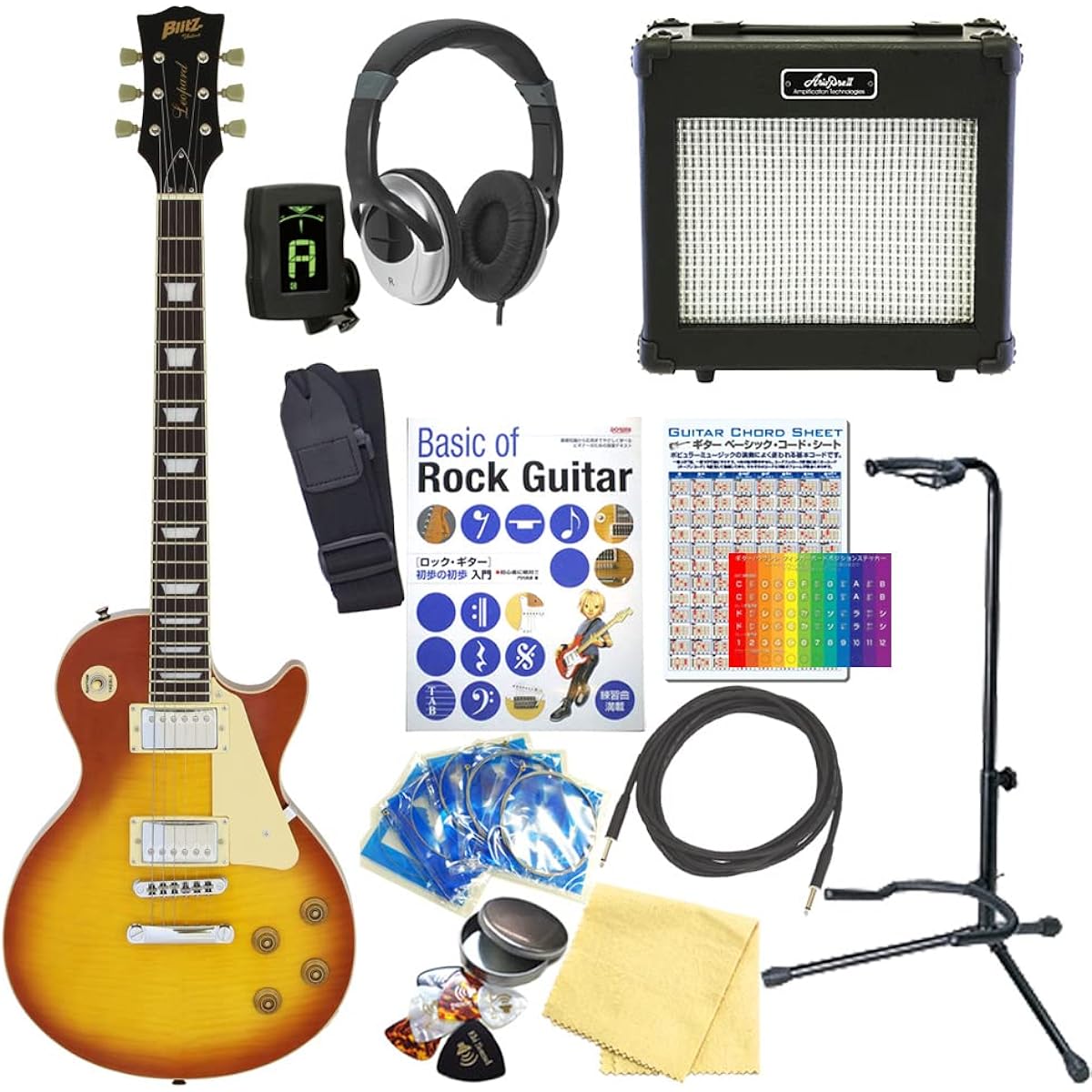 Electric Guitar Beginner Set Les Paul Standard Type 15-piece Set Blitz BLP-450 HB